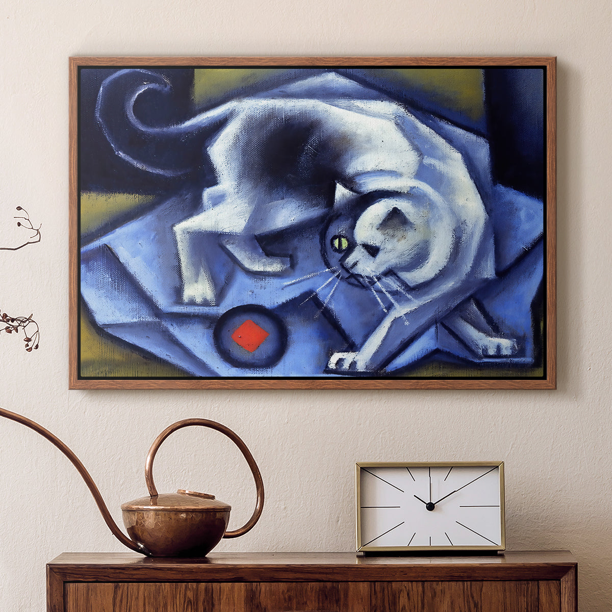Cat Playing with a Ball, 1945-1950 - Floater Framed Canvas Print