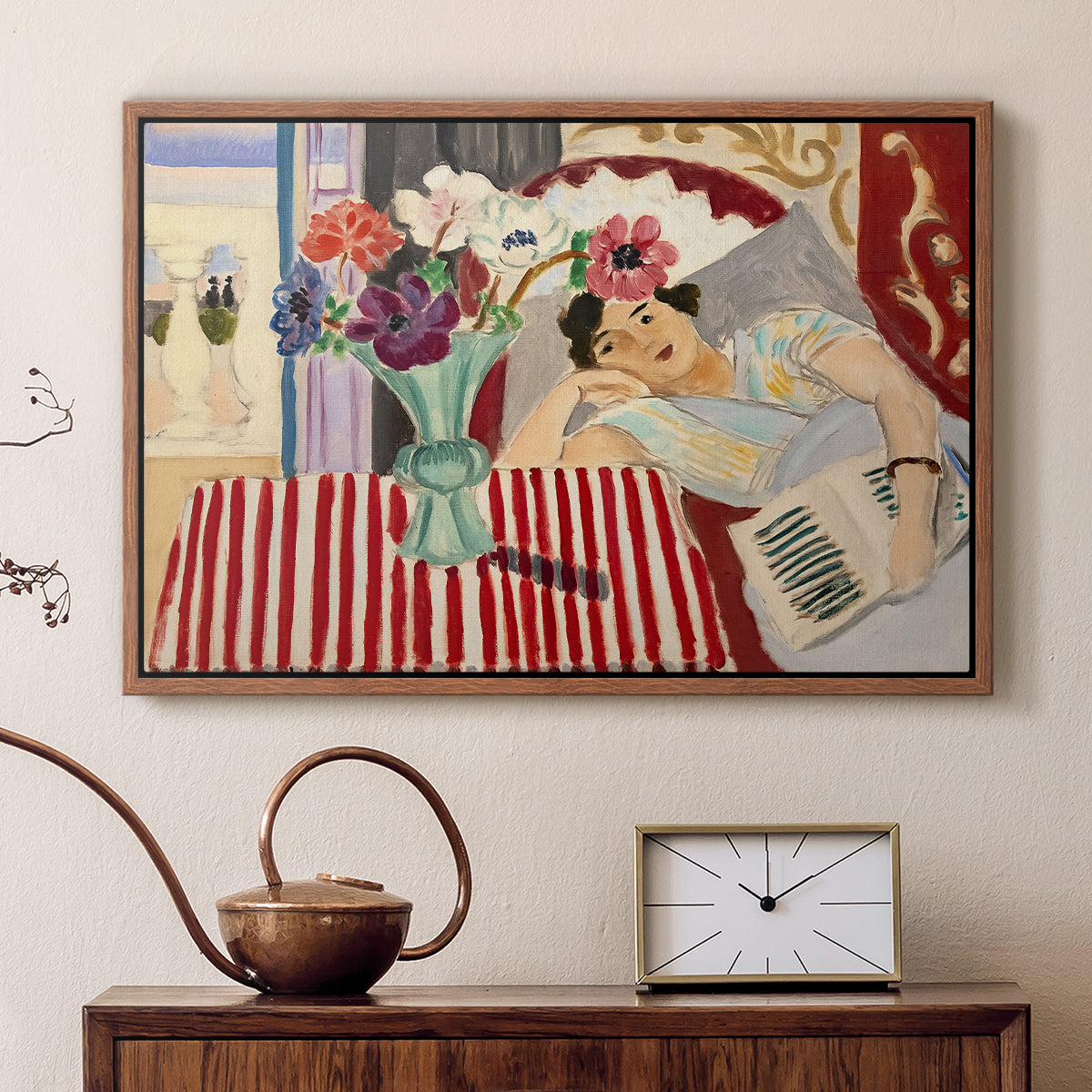 Woman with Anemones (Femme et anémones), c. 1920-1921 - Floater Framed Canvas Print