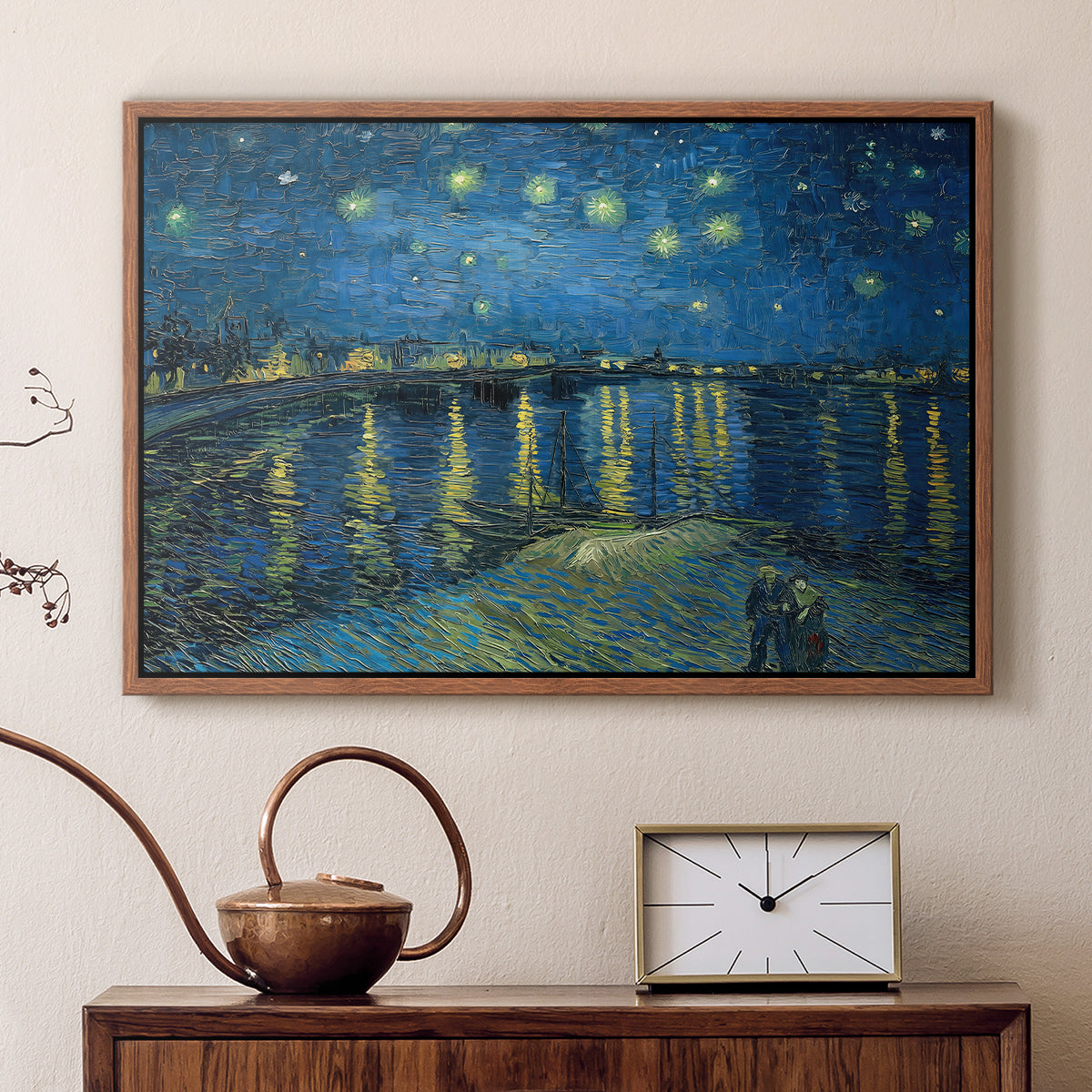 Starry Night Over the Rhône, 1888 - Floater Framed Canvas Print