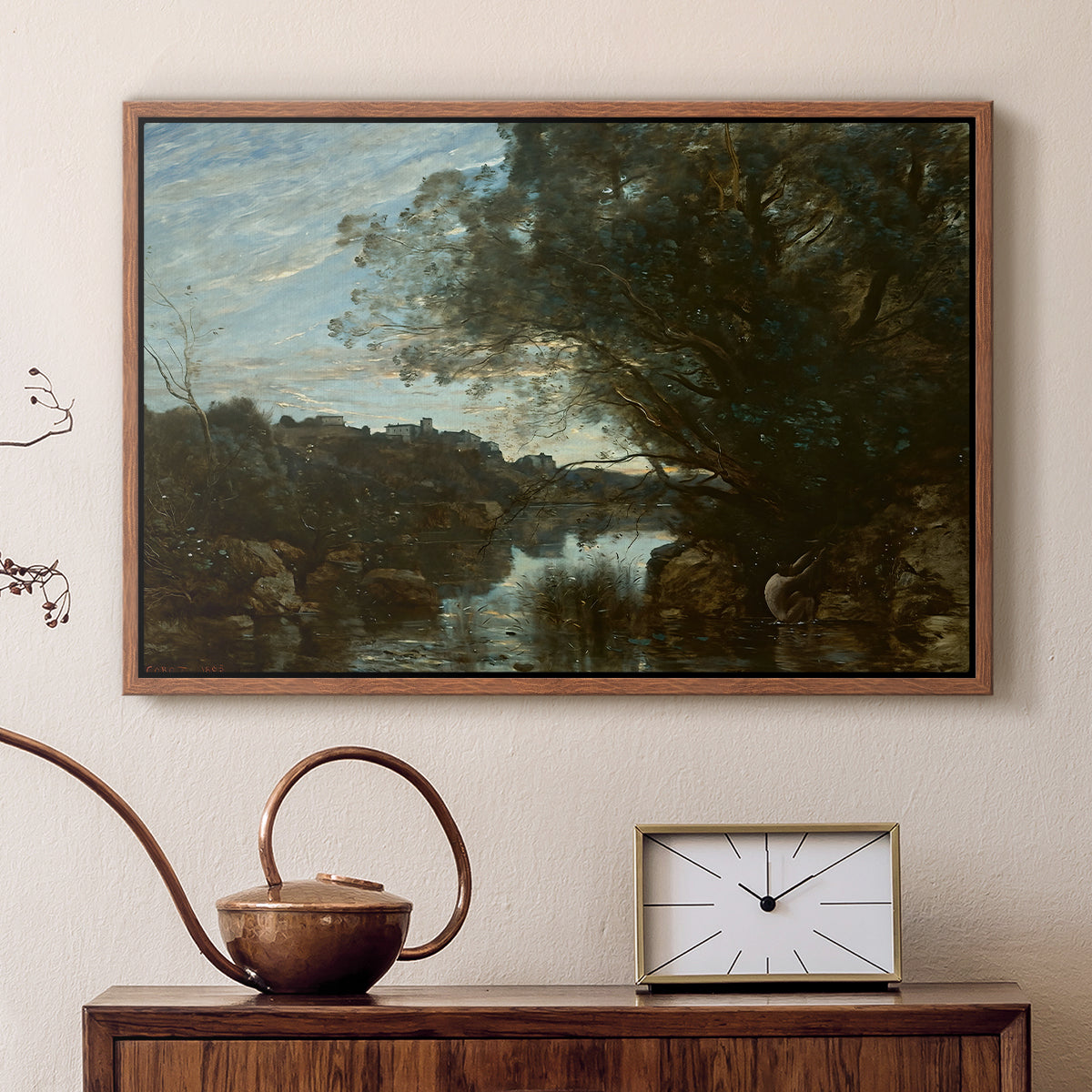 Souvenir of the Environs of Lake Nemi, 1865 - Floater Framed Canvas Print
