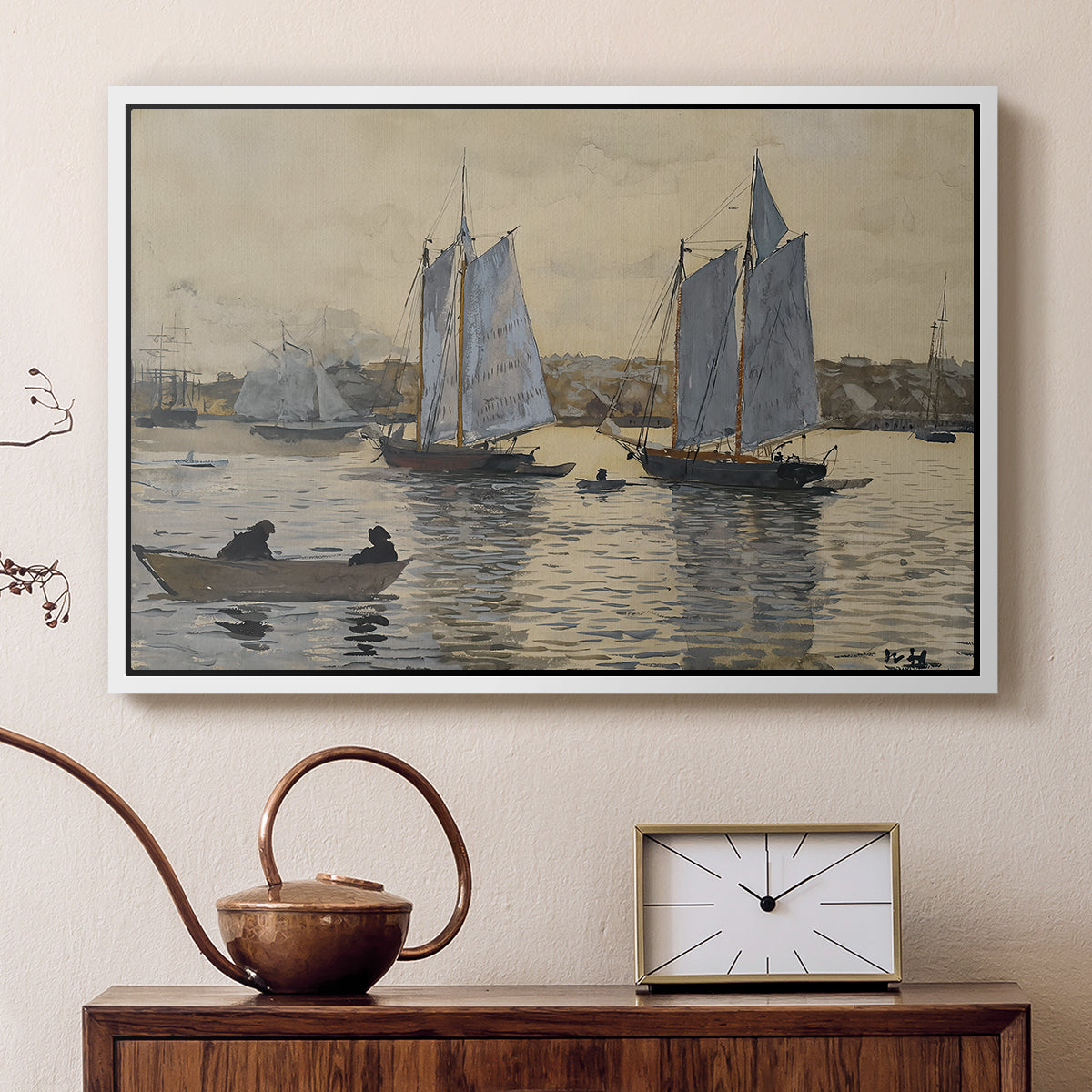 Two Schooners, Gloucester, c. 1880 - Floater Framed Canvas Print