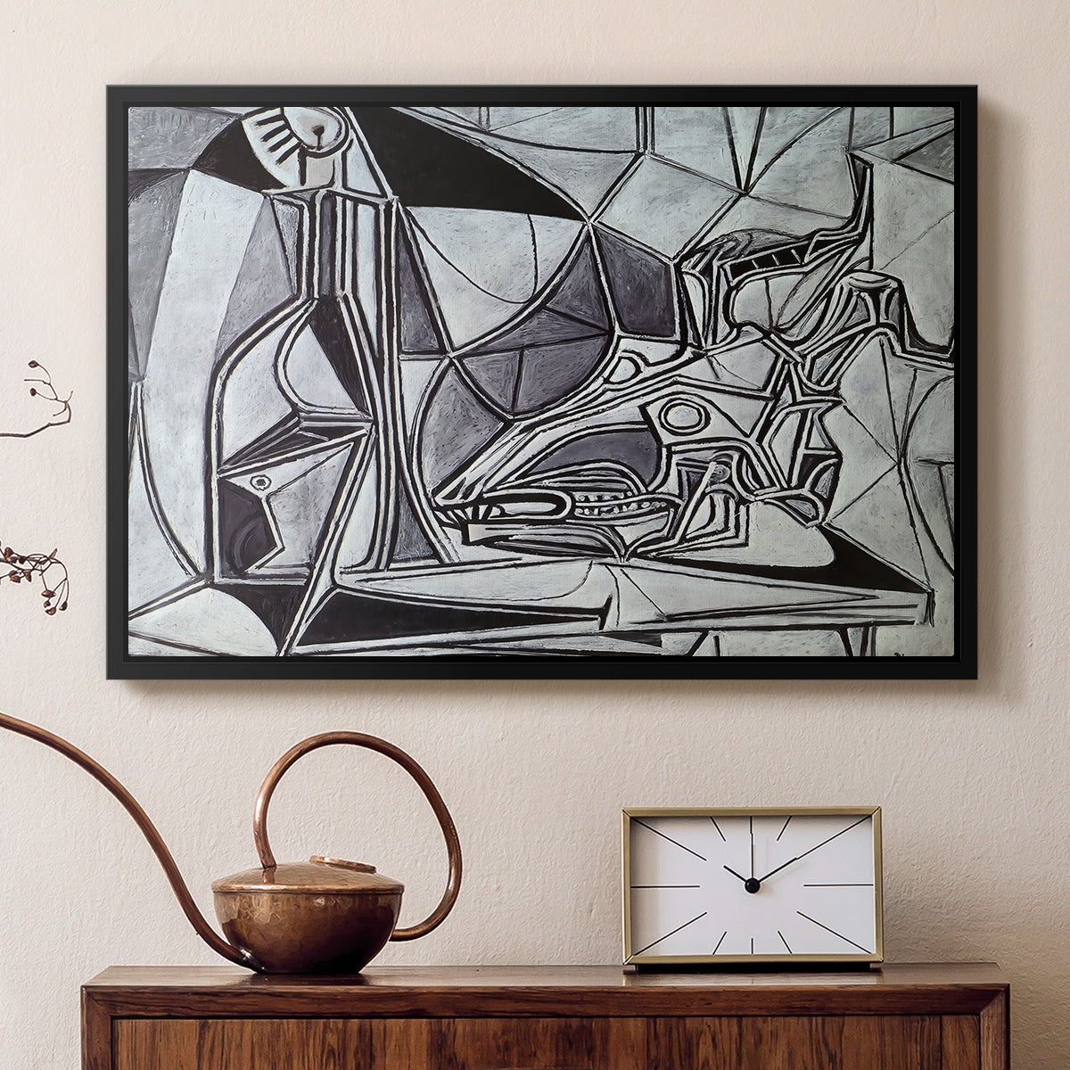 Goat's Skull, Bottle and Candle, 1952 - Floater Framed Canvas Print