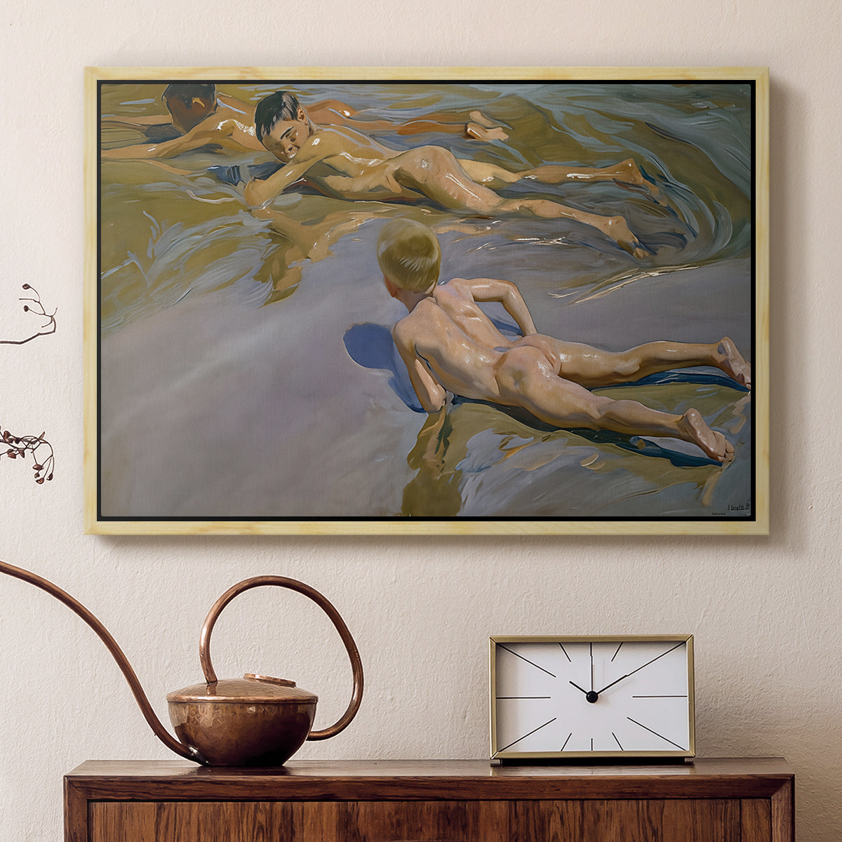Boys on the Beach, 1910 - Floater Framed Canvas Print