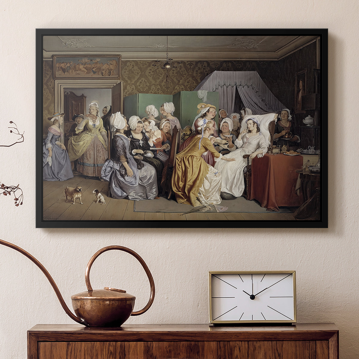 The Maternity Room (Scene from "Barselstuen"), 1845 - Floater Framed Canvas Print