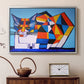 Cassie Thinking about Cubism - Floater Framed Canvas Print