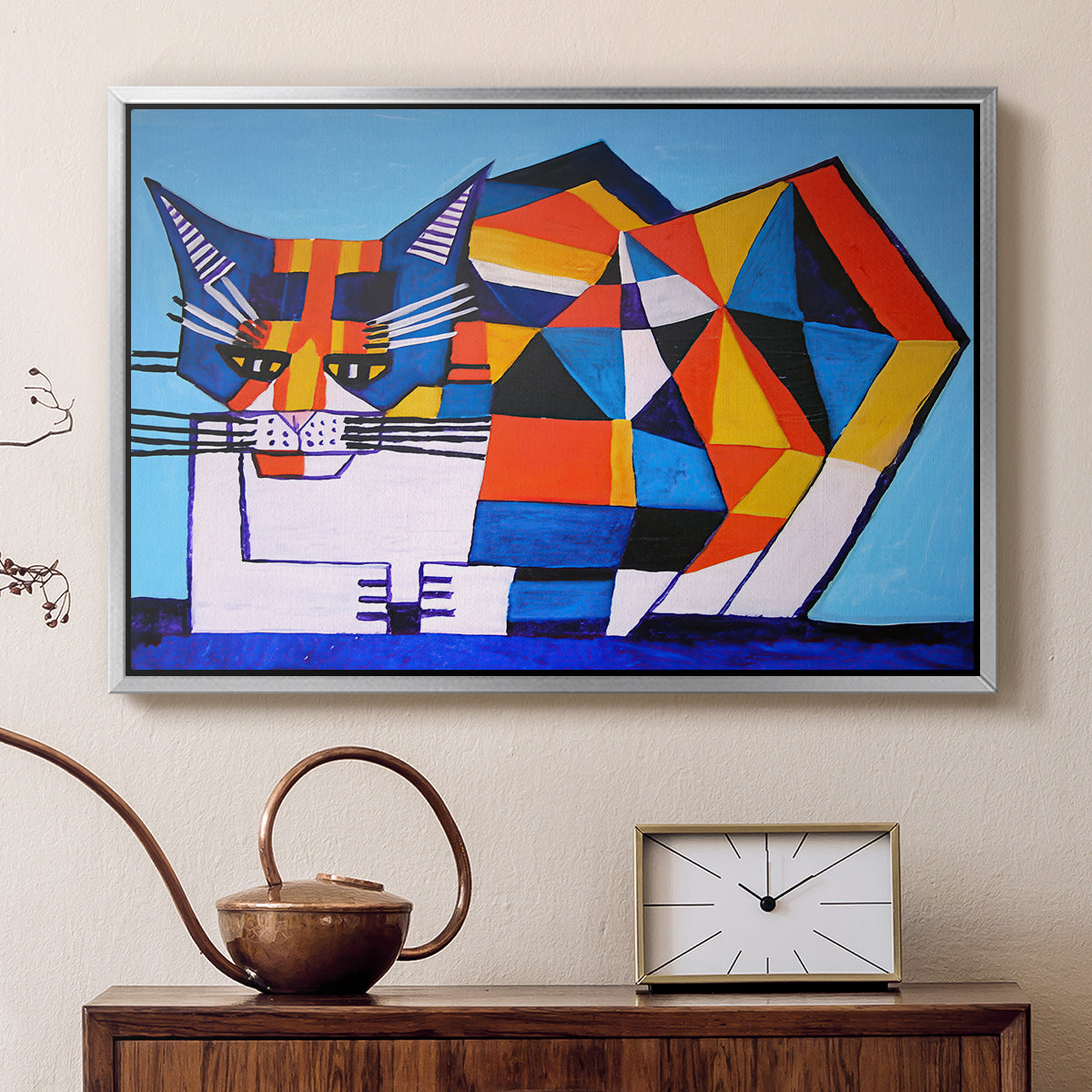 Cassie Thinking about Cubism - Floater Framed Canvas Print