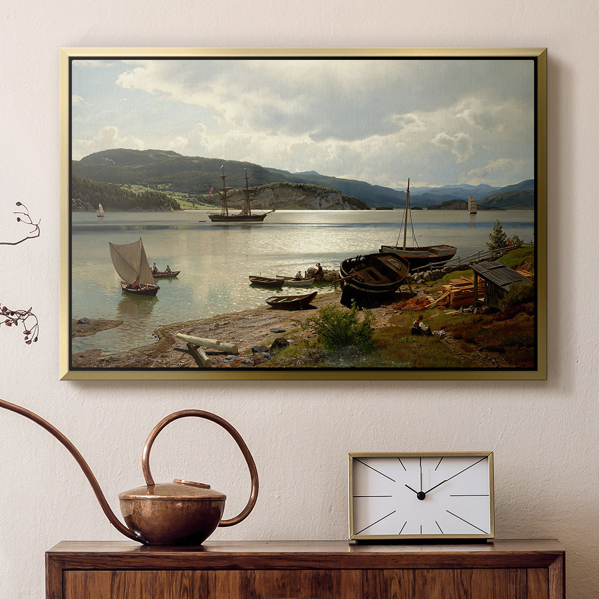 By the Water, 1876 - Floater Framed Canvas Print