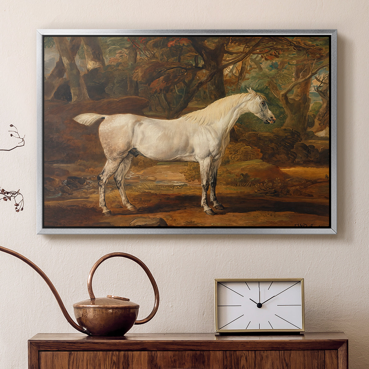 Grey Arabian Stallion, Property of Sir Watkin Williams-Wynn, c. 1817 - Floater Framed Canvas Print