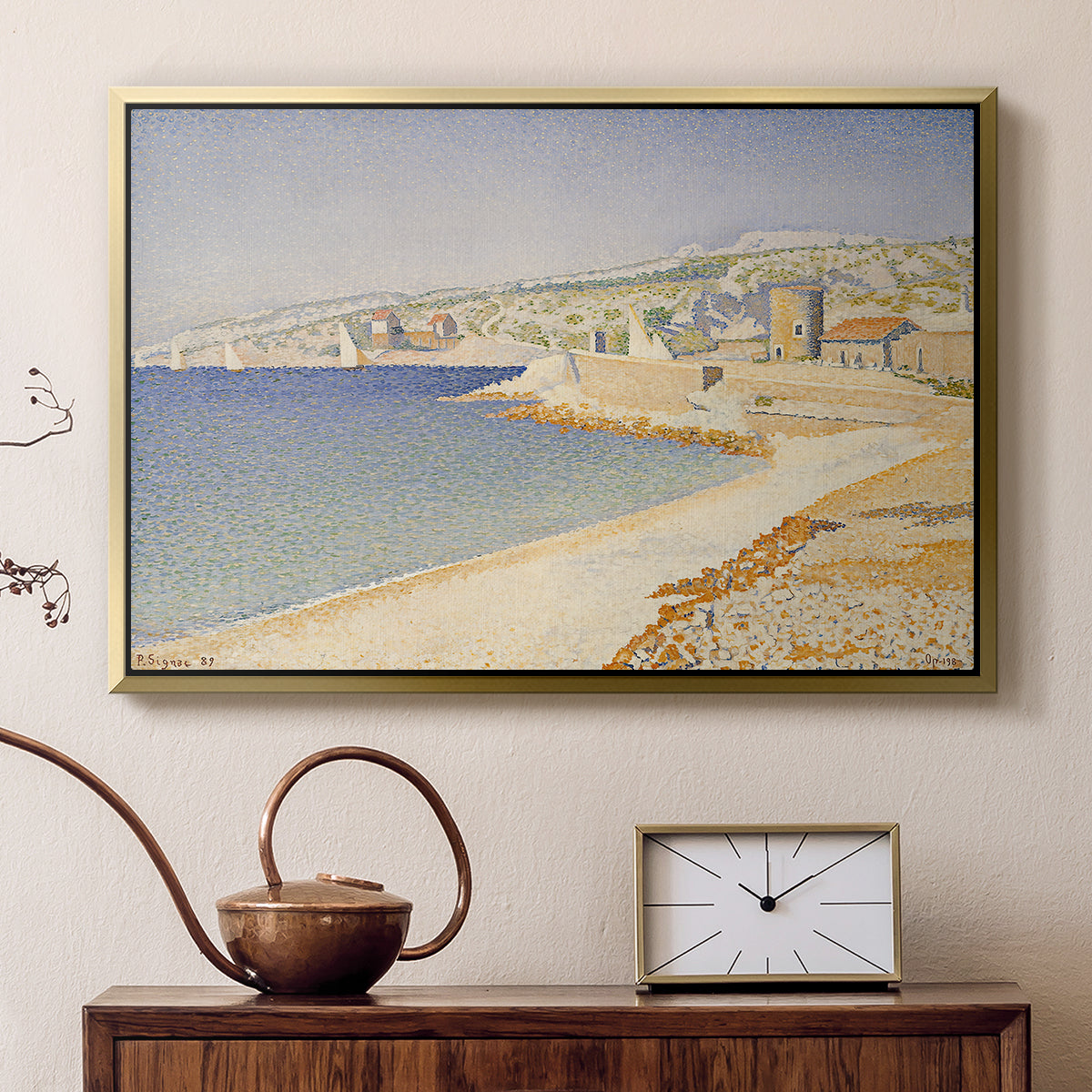 The Jetty at Cassis, Opus 198, 1889 - Floater Framed Canvas Print