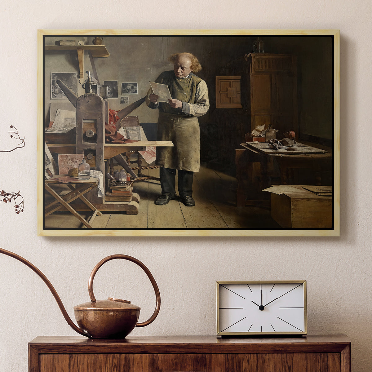 The Plate Printer, 1875 - Floater Framed Canvas Print