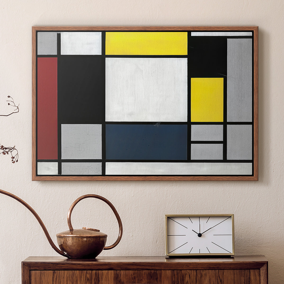 Composition with Yellow, Red, Black, Blue, and Gray, 1920 - Floater Framed Canvas Print