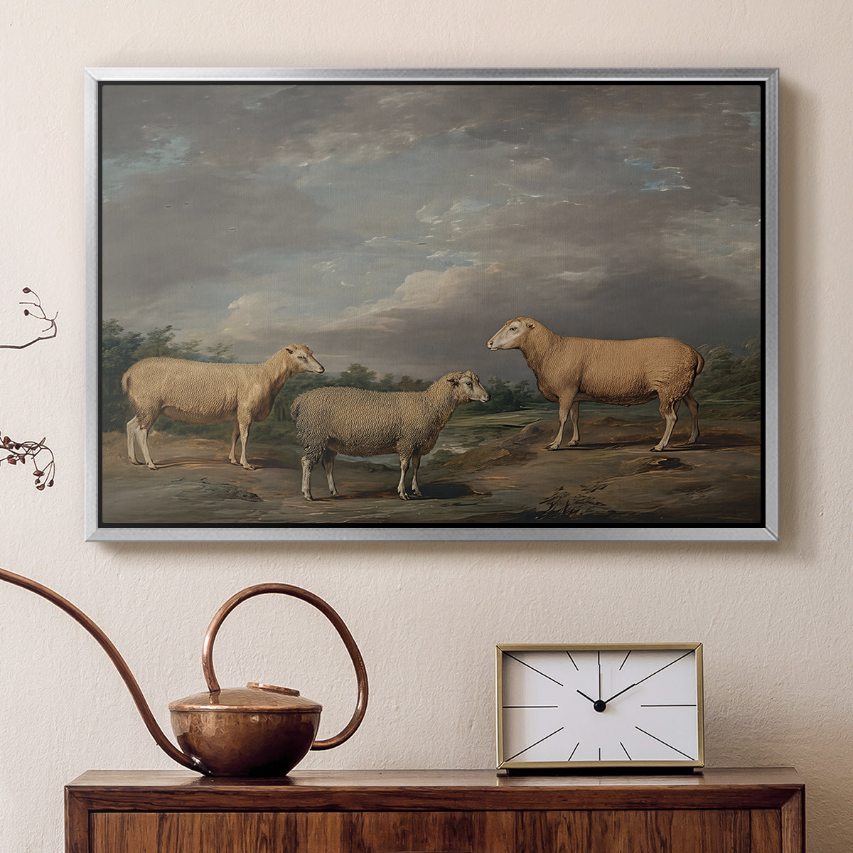 Ryelands Sheep, the King's Ram, the King's Ewe and Lord Somerville's Wether, c. 1801-1807 - Floater Framed Canvas Print