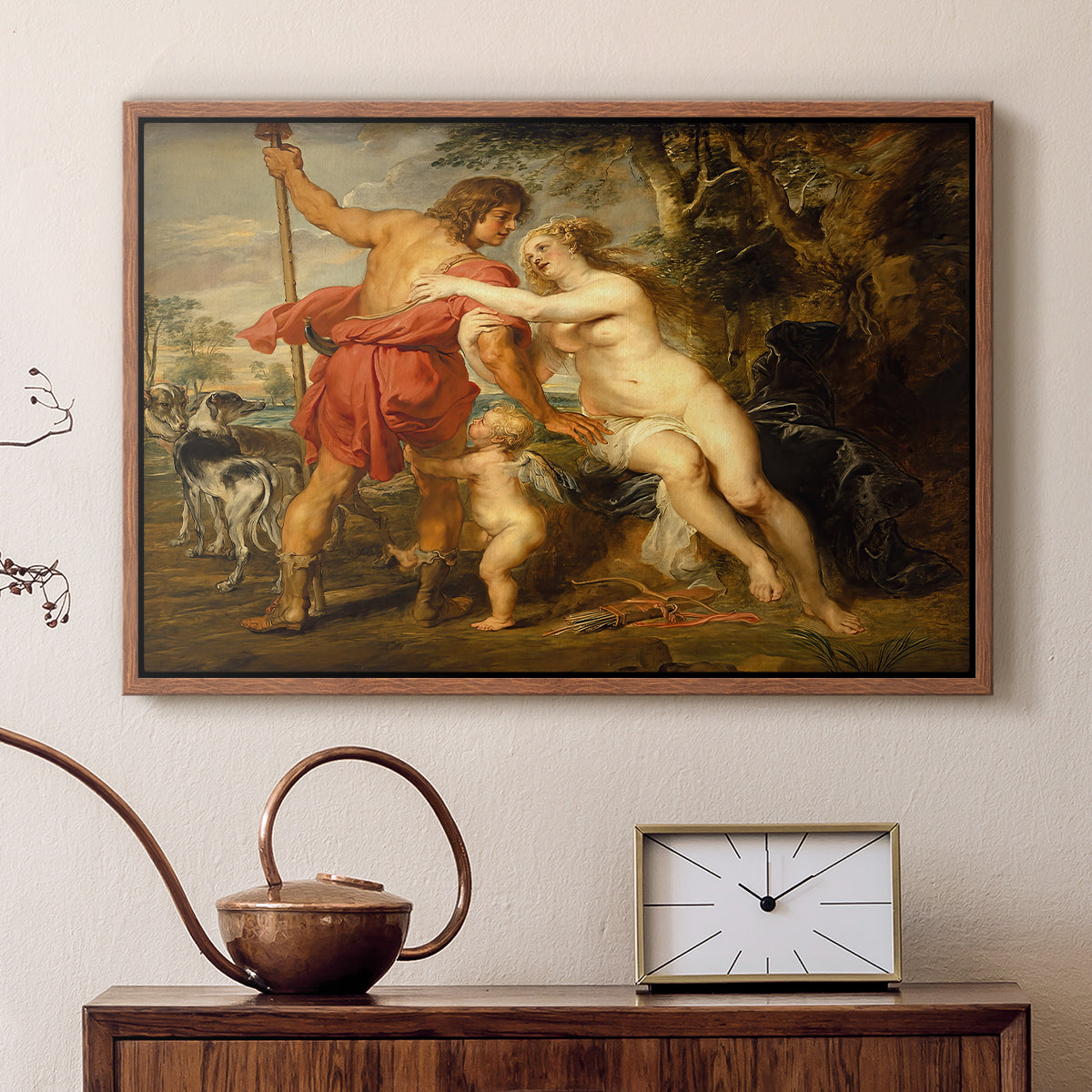 Venus and Adonis, c. 1635 - Floater Framed Canvas Print