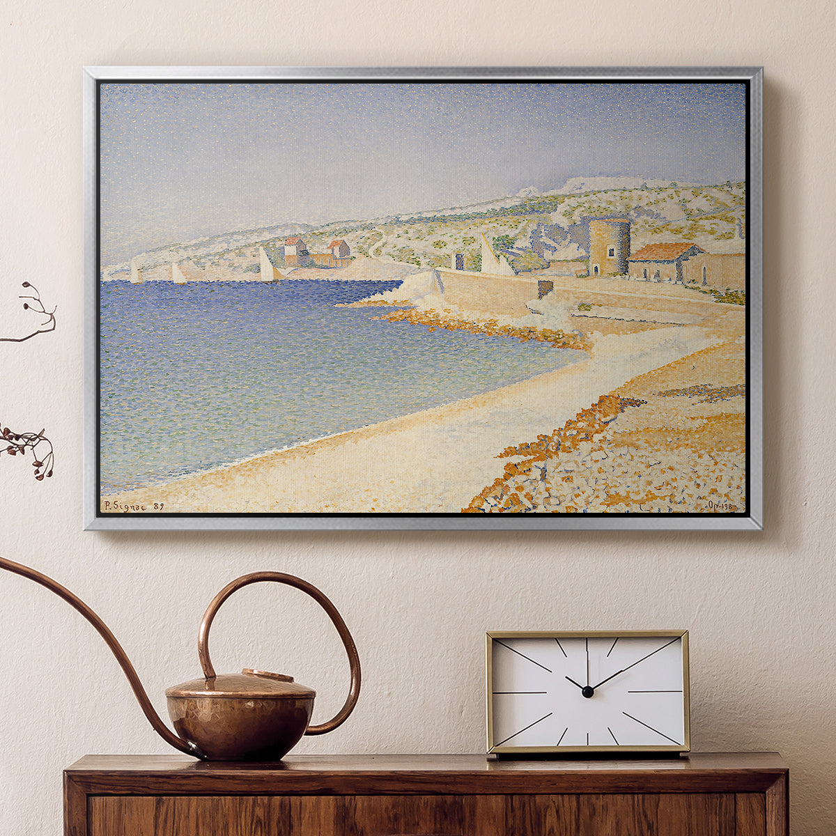 The Jetty at Cassis, Opus 198, 1889 - Floater Framed Canvas Print