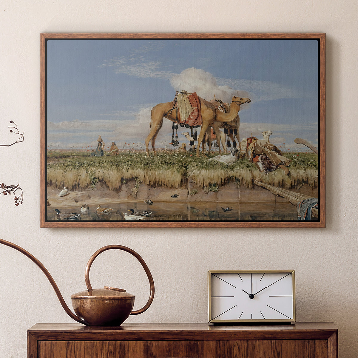On the Banks of the Nile, Upper Egypt, 1876 - Floater Framed Canvas Print