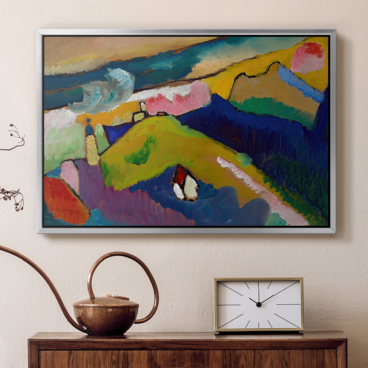 Murnau Mountain Landscape with Church, 1910 - Floater Framed Canvas Print