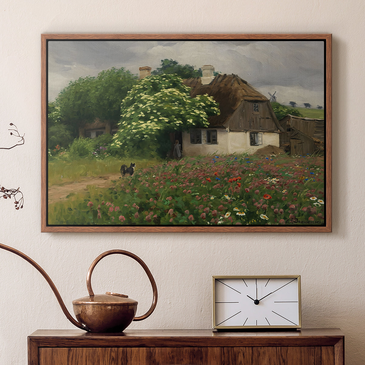 Farmhouse with Meadow Flowers, 1909 - Floater Framed Canvas Print