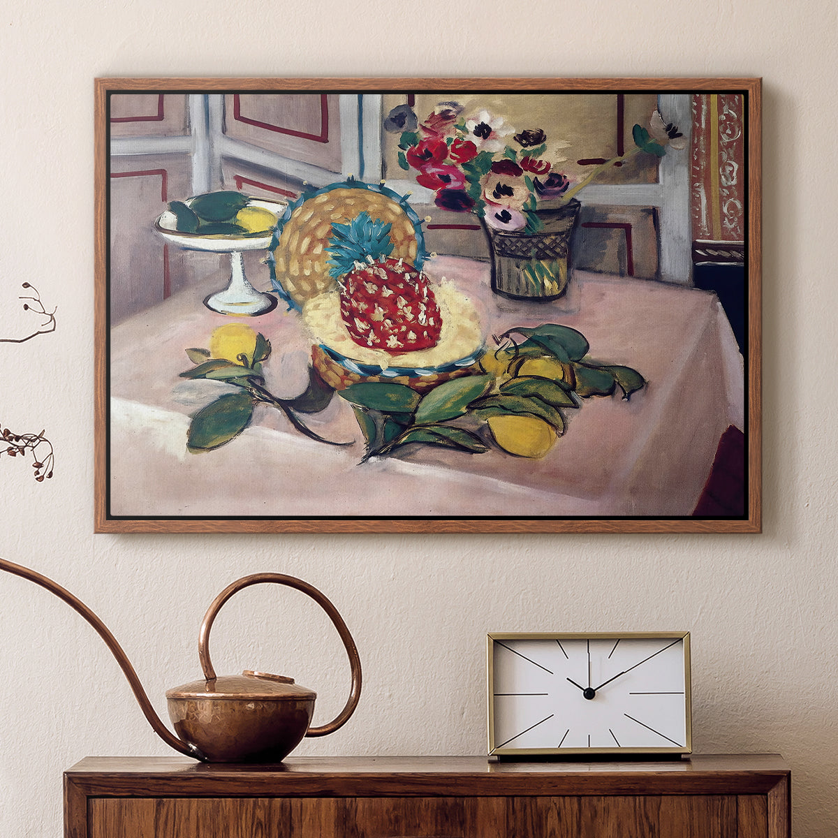 Still Life with Pineapple and Lemons, 1925 - Floater Framed Canvas Print