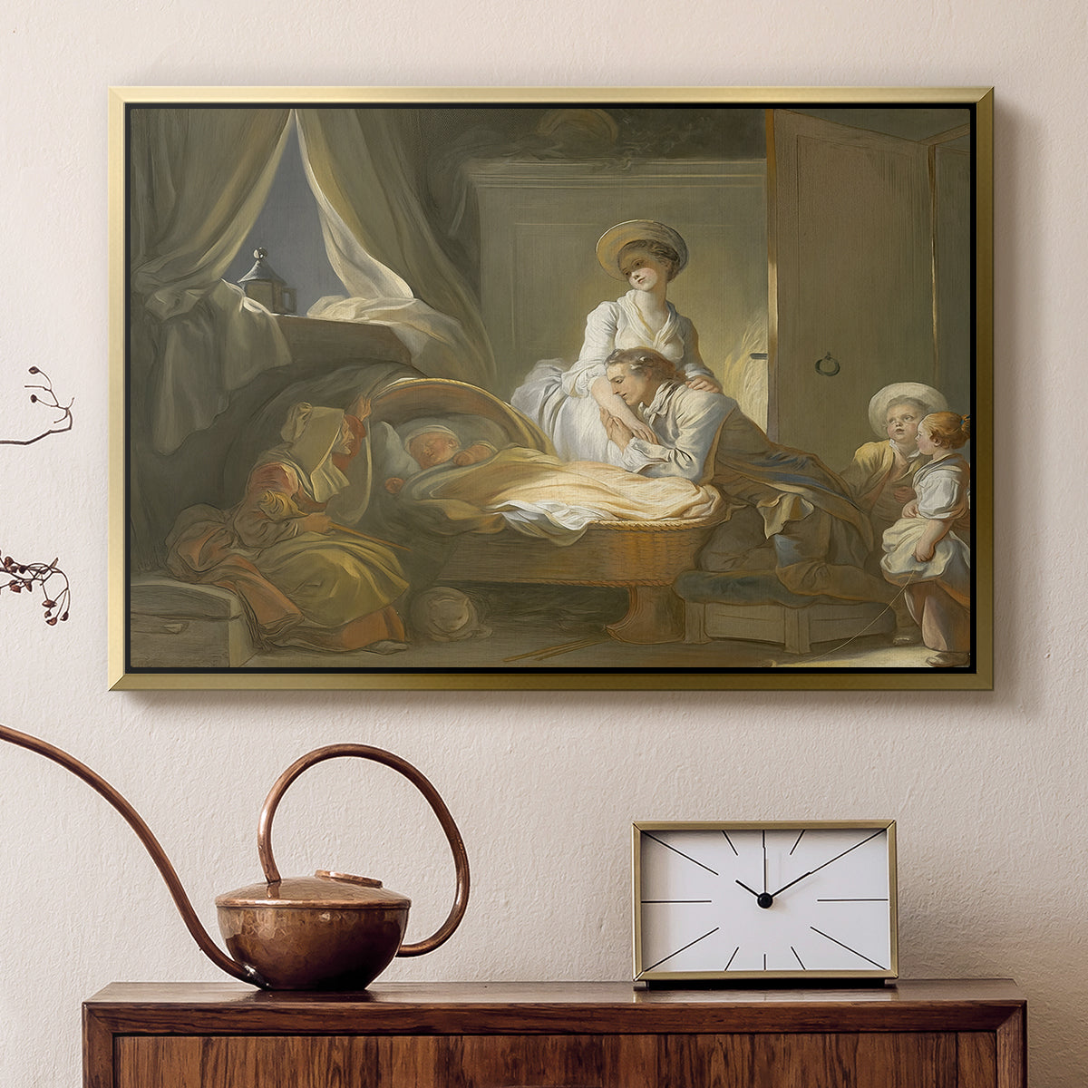 The Visit to the Nursery, c. 1775 - Floater Framed Canvas Print