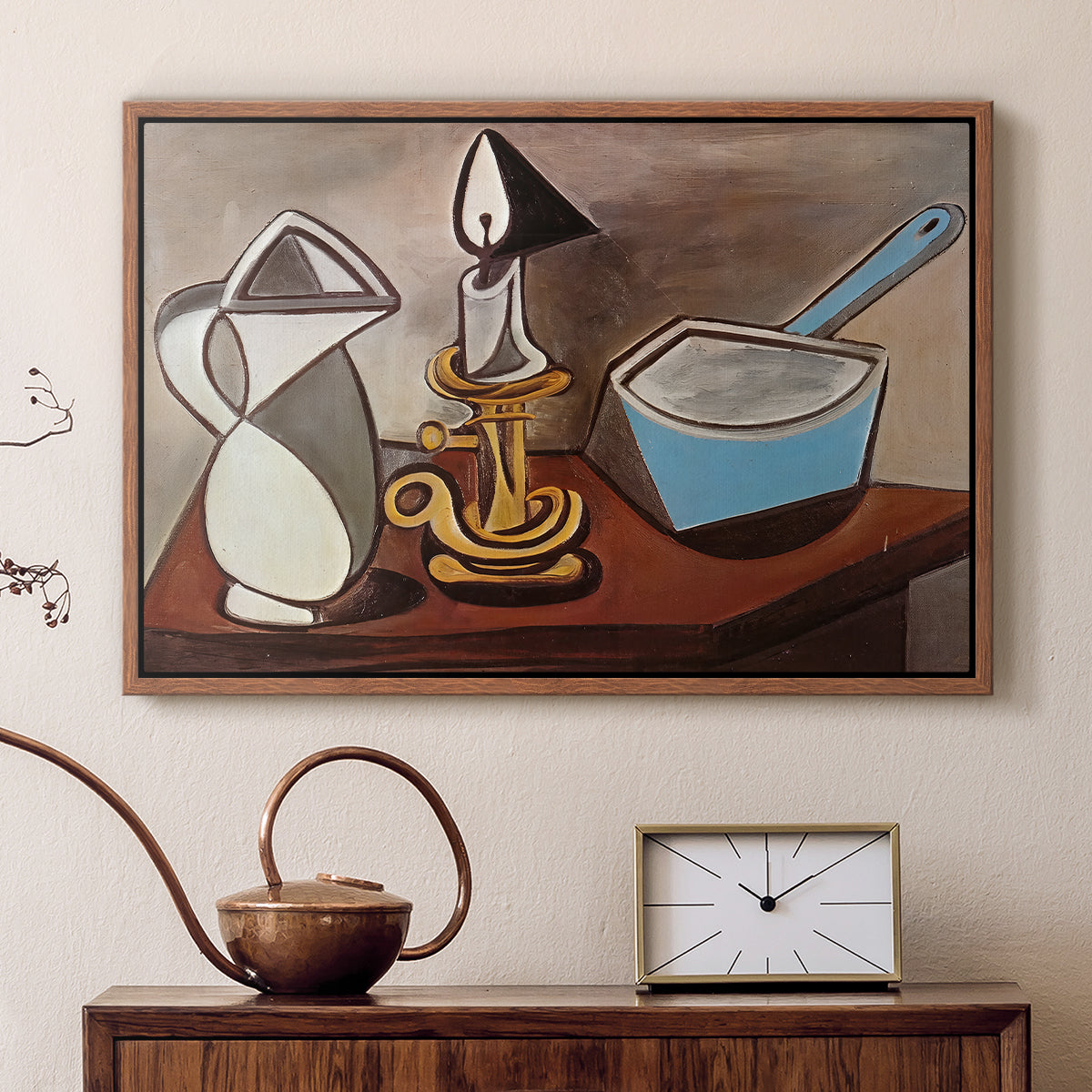 Jug, Candle, and Enamel Pan, 1950 - Floater Framed Canvas Print