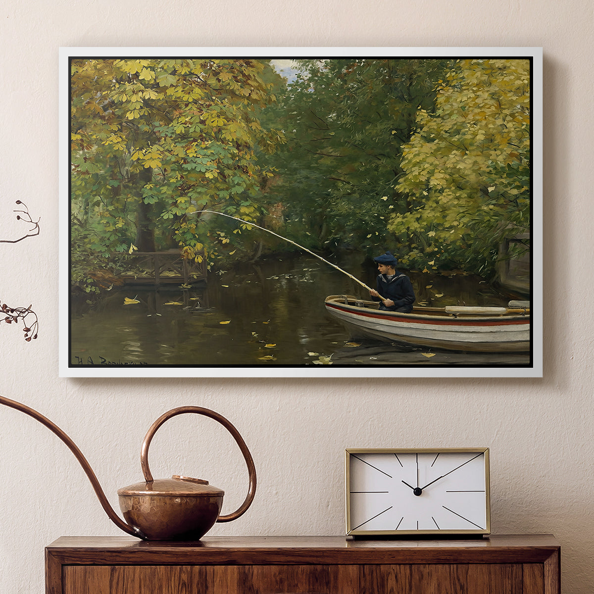 Fishing Boy, c. 1890 - Floater Framed Canvas Print