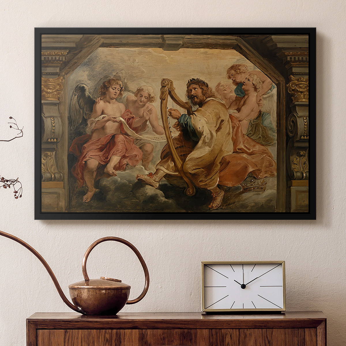 King David Playing the Harp, c. 1627-1628 - Floater Framed Canvas Print