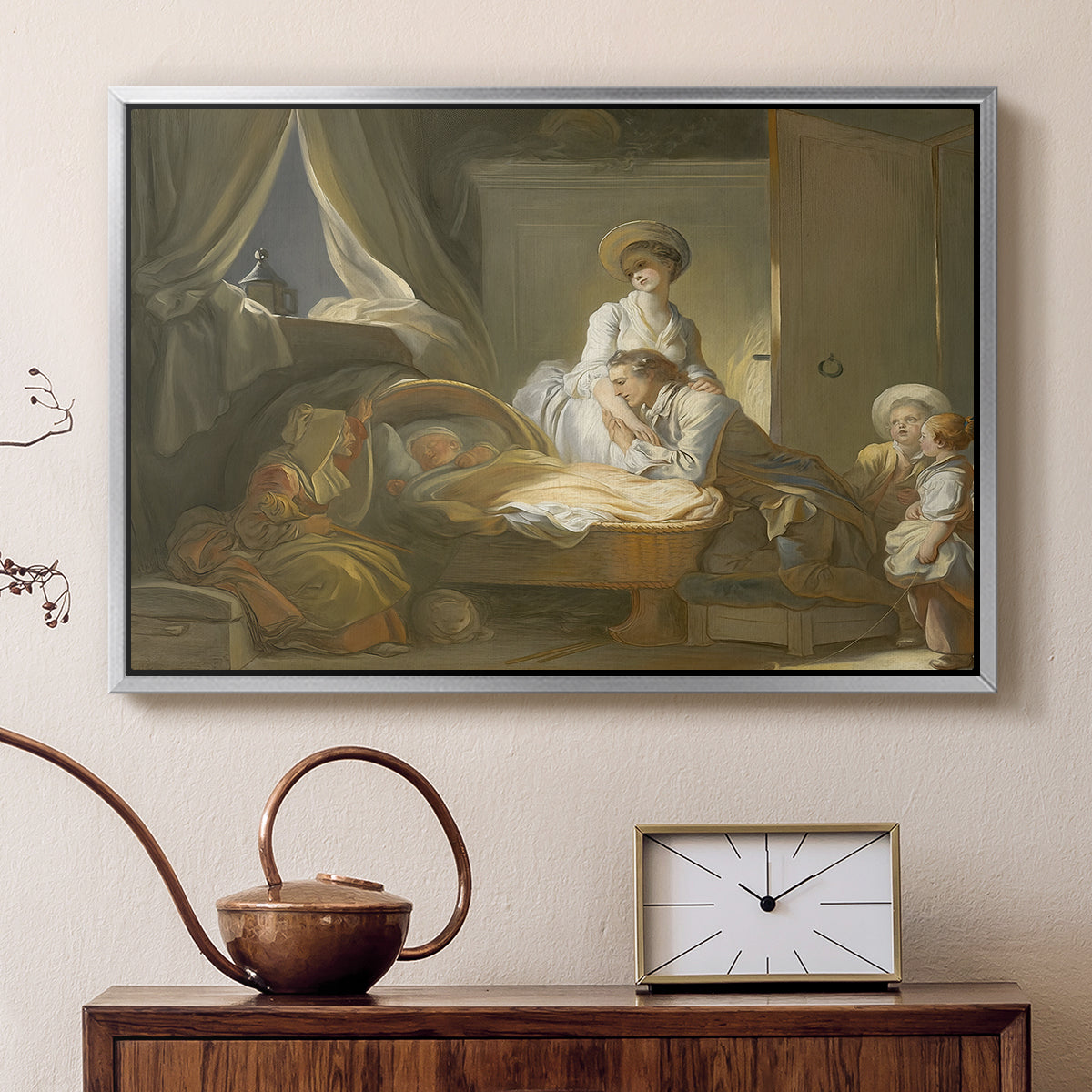 The Visit to the Nursery, c. 1775 - Floater Framed Canvas Print
