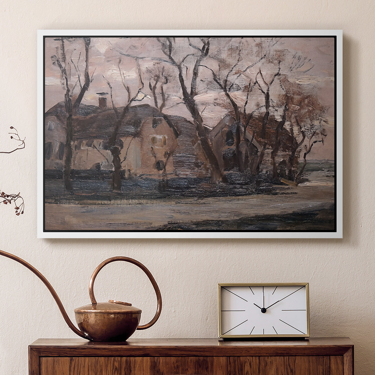 Farm near Duivendrecht in the Evening, c. 1905 - Floater Framed Canvas Print