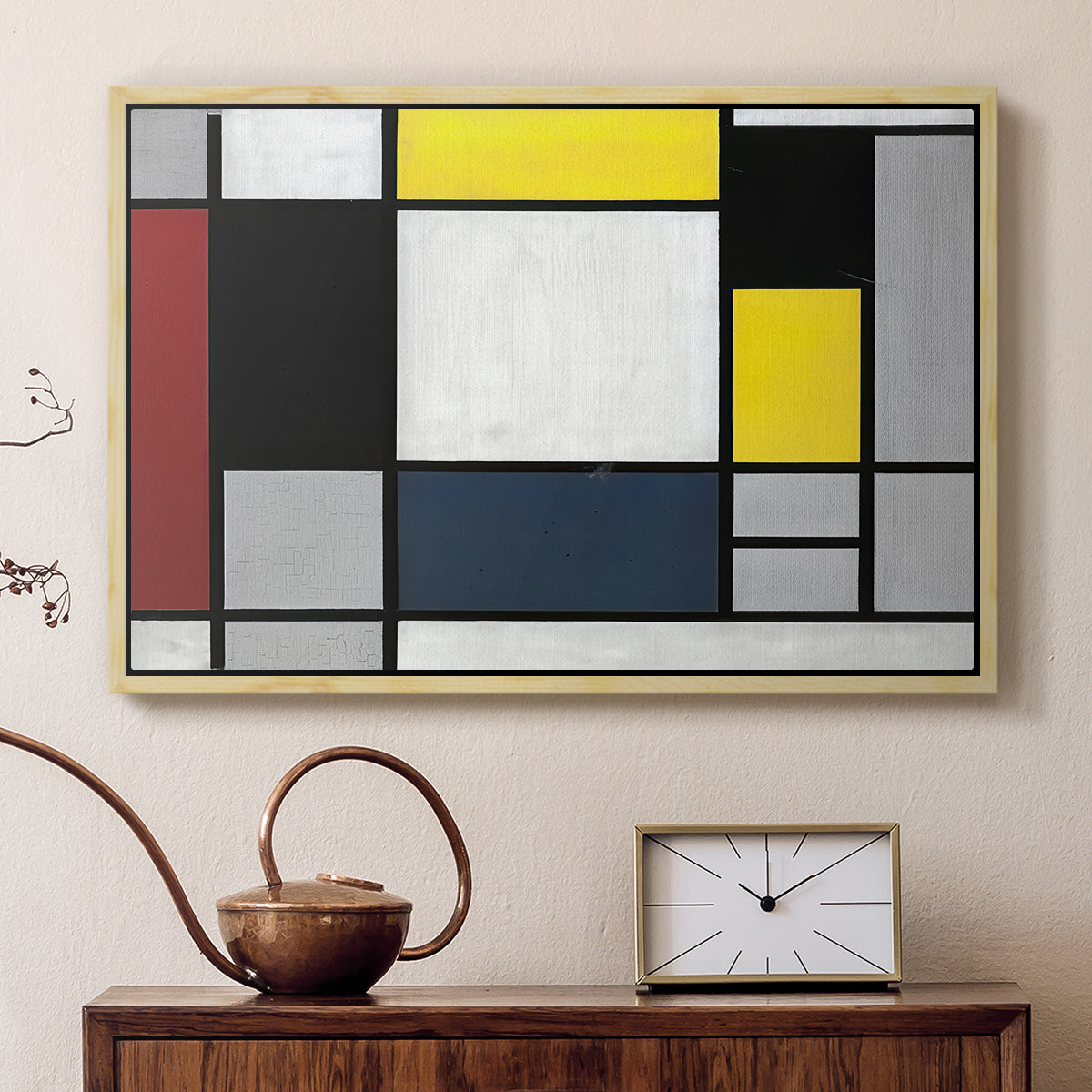 Composition with Yellow, Red, Black, Blue, and Gray, 1920 - Floater Framed Canvas Print