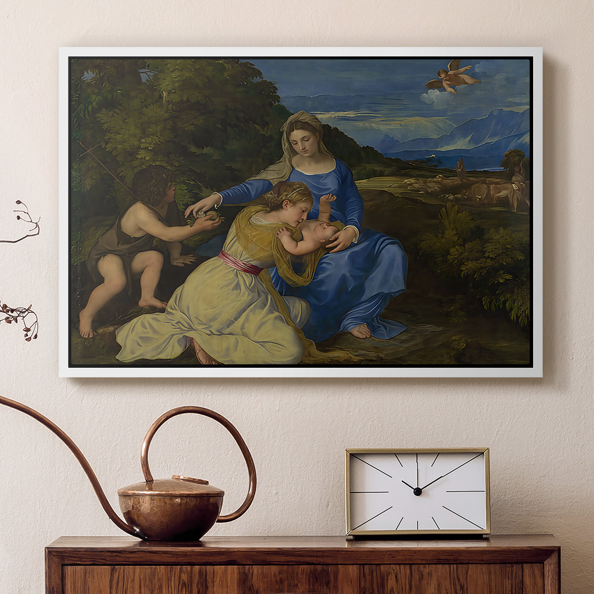 The Aldobrandini Madonna, 1532 - Floater Framed Canvas Print