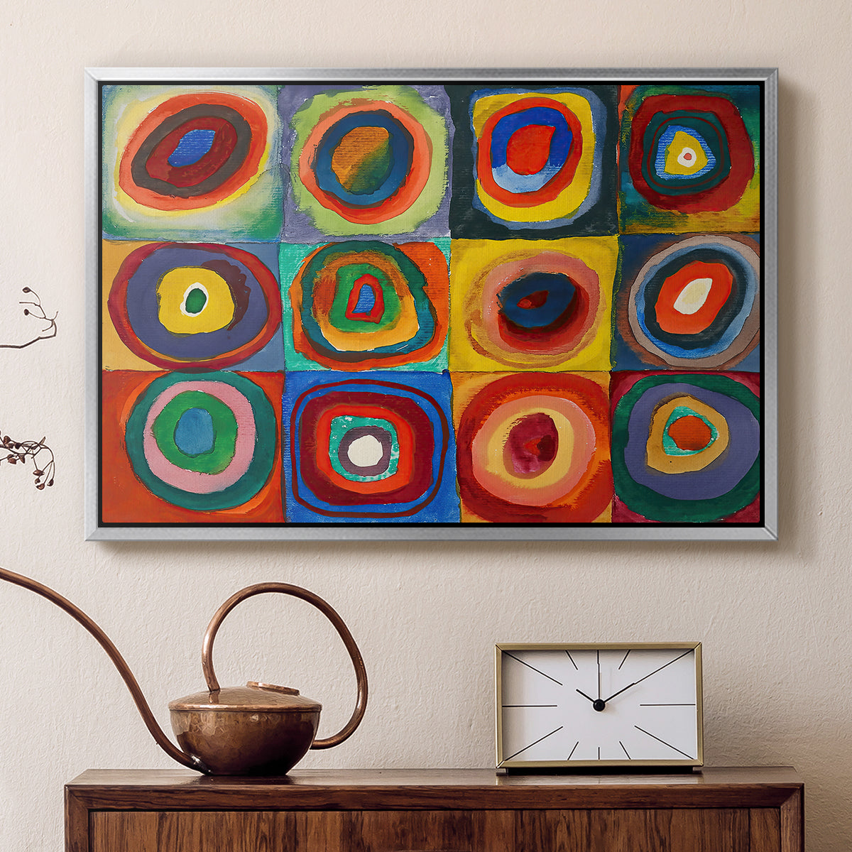 Color Study: Squares with Concentric Circles, 1913 - Floater Framed Canvas Print