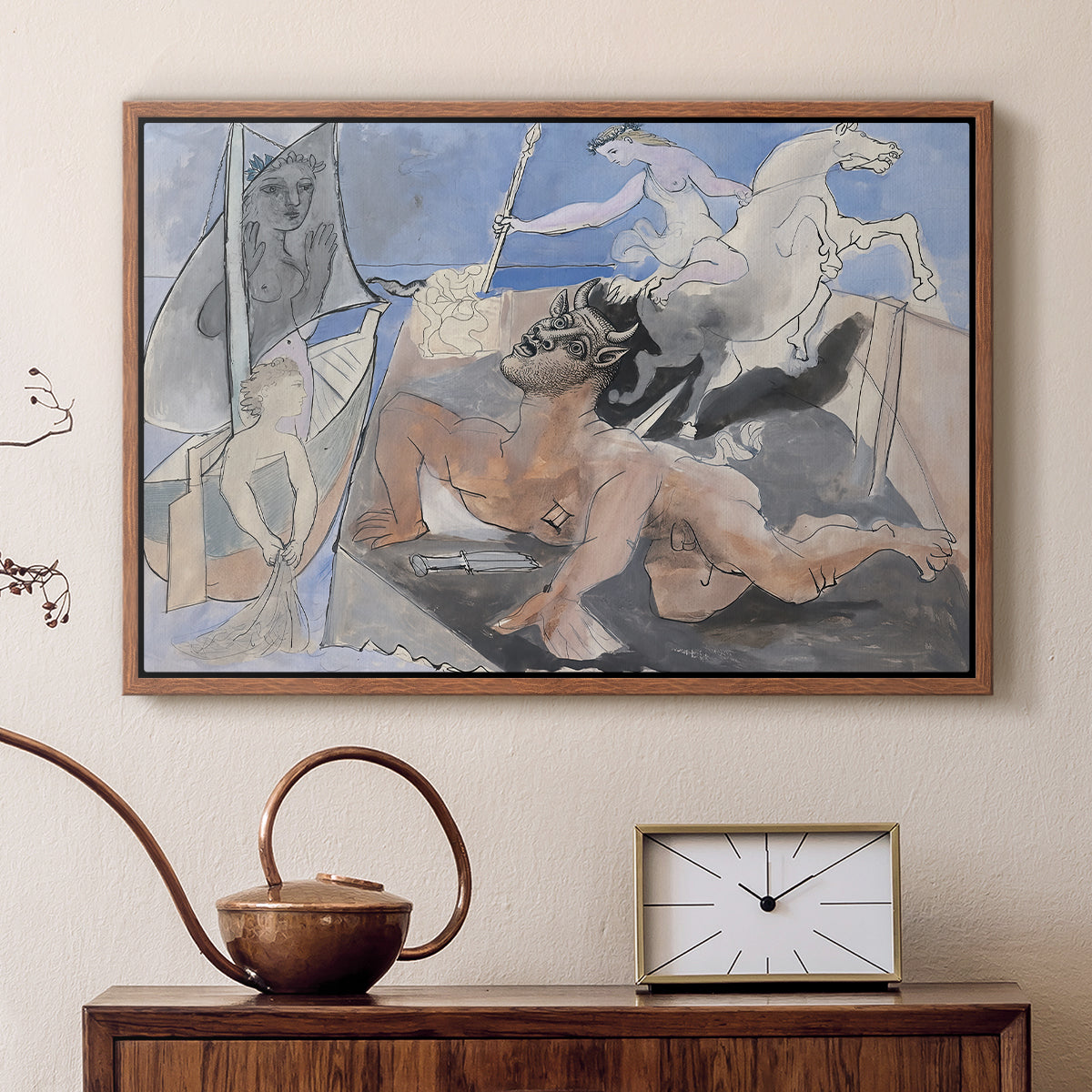Composition with Minotaur, 1936 - Floater Framed Canvas Print