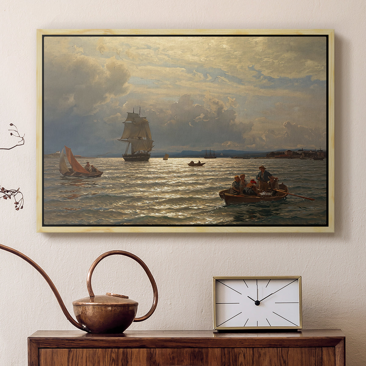 From the Inlet of Oslo, 1874 - Floater Framed Canvas Print