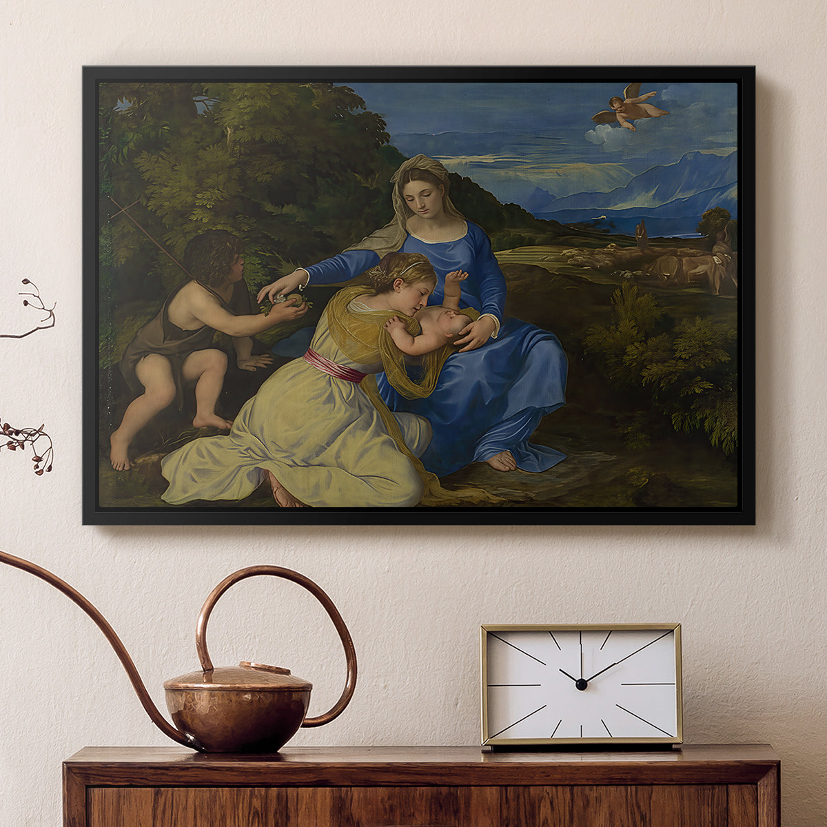 The Aldobrandini Madonna, 1532 - Floater Framed Canvas Print