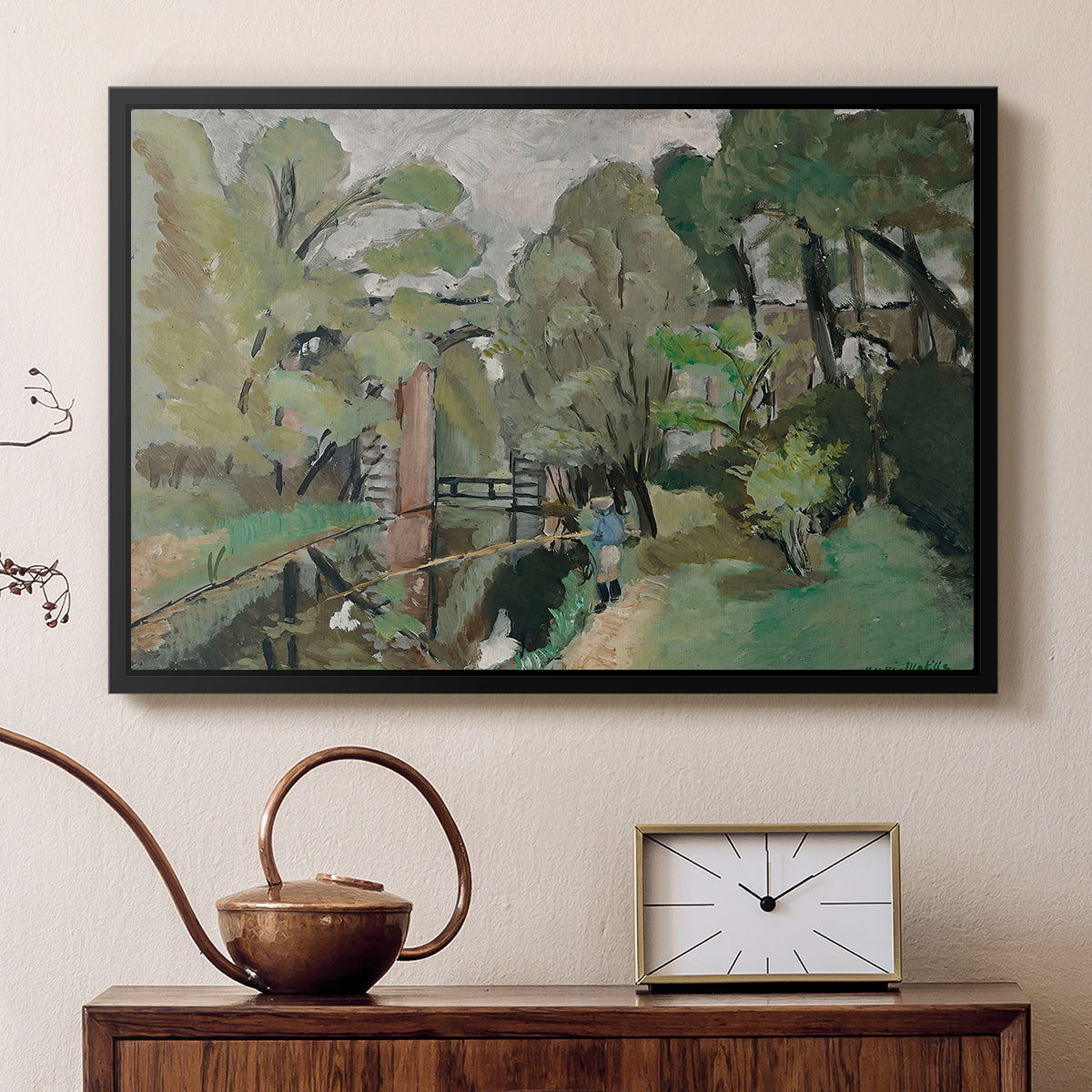 The Little Fisherman, Maintenon, 1918 - Floater Framed Canvas Print