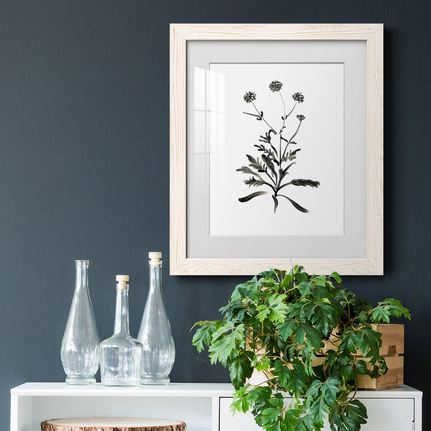 Inky Botanical I - Premium Framed Print - Distressed Barnwood Frame - Ready to Hang