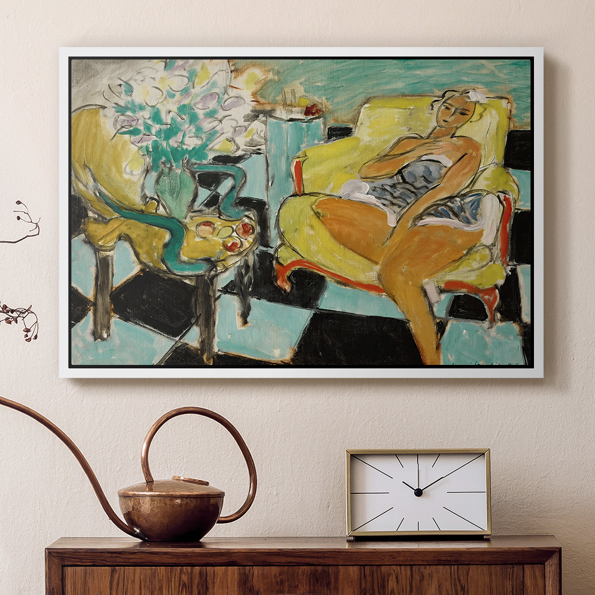 Seated Woman with Flower, 1942 - Floater Framed Canvas Print
