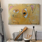 Canvas art print detailing a stylized canine in geometric structure, displayed in a softly lit workspace setting