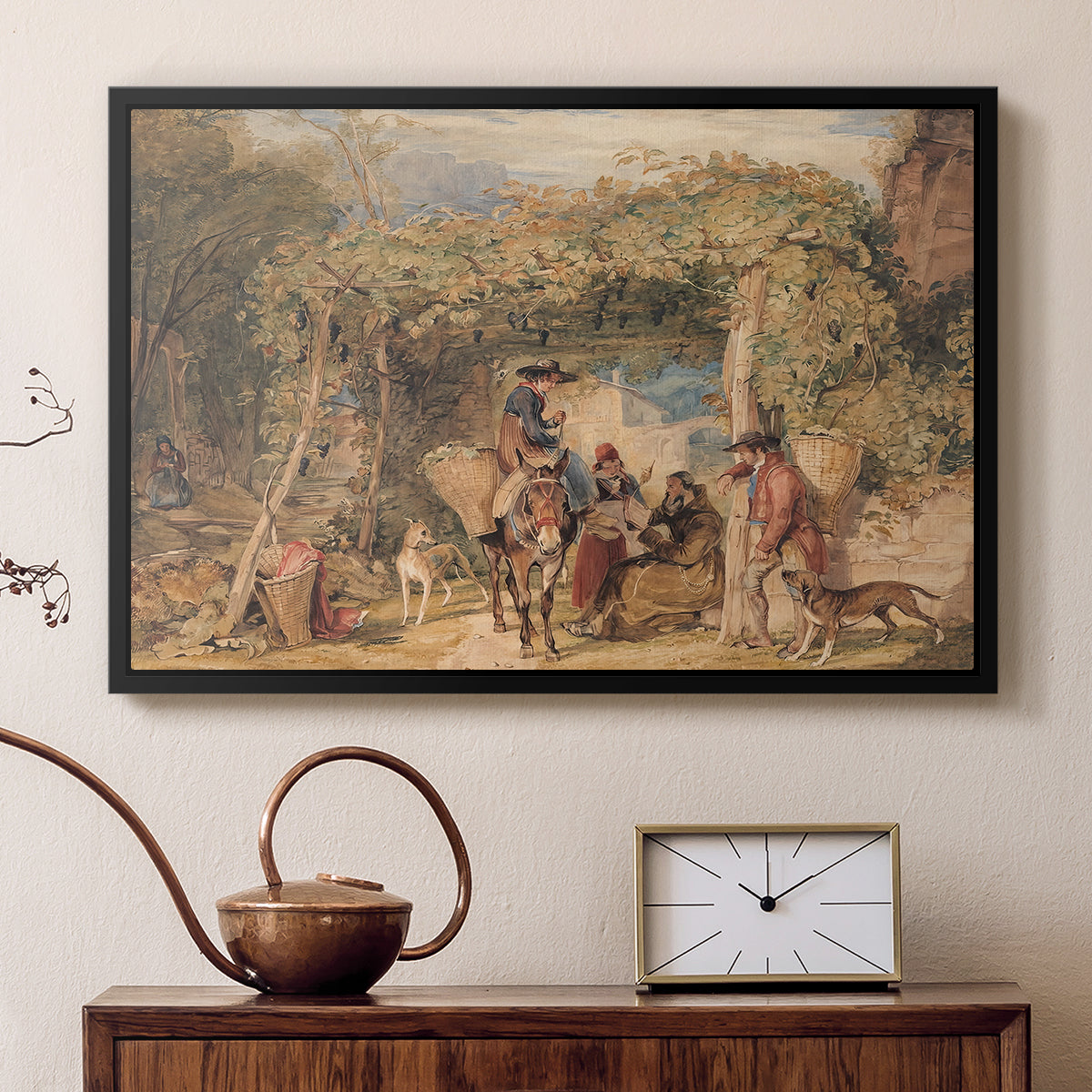 Figures and Animals in a Vineyard, c. 1829 - Floater Framed Canvas Print
