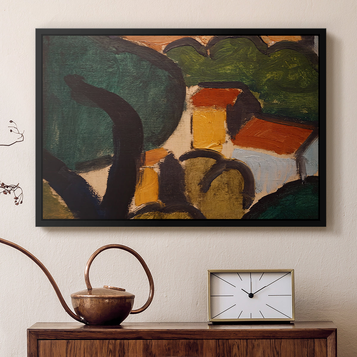 Landscape with Trees and Houses, c. 1905 - Floater Framed Canvas Print