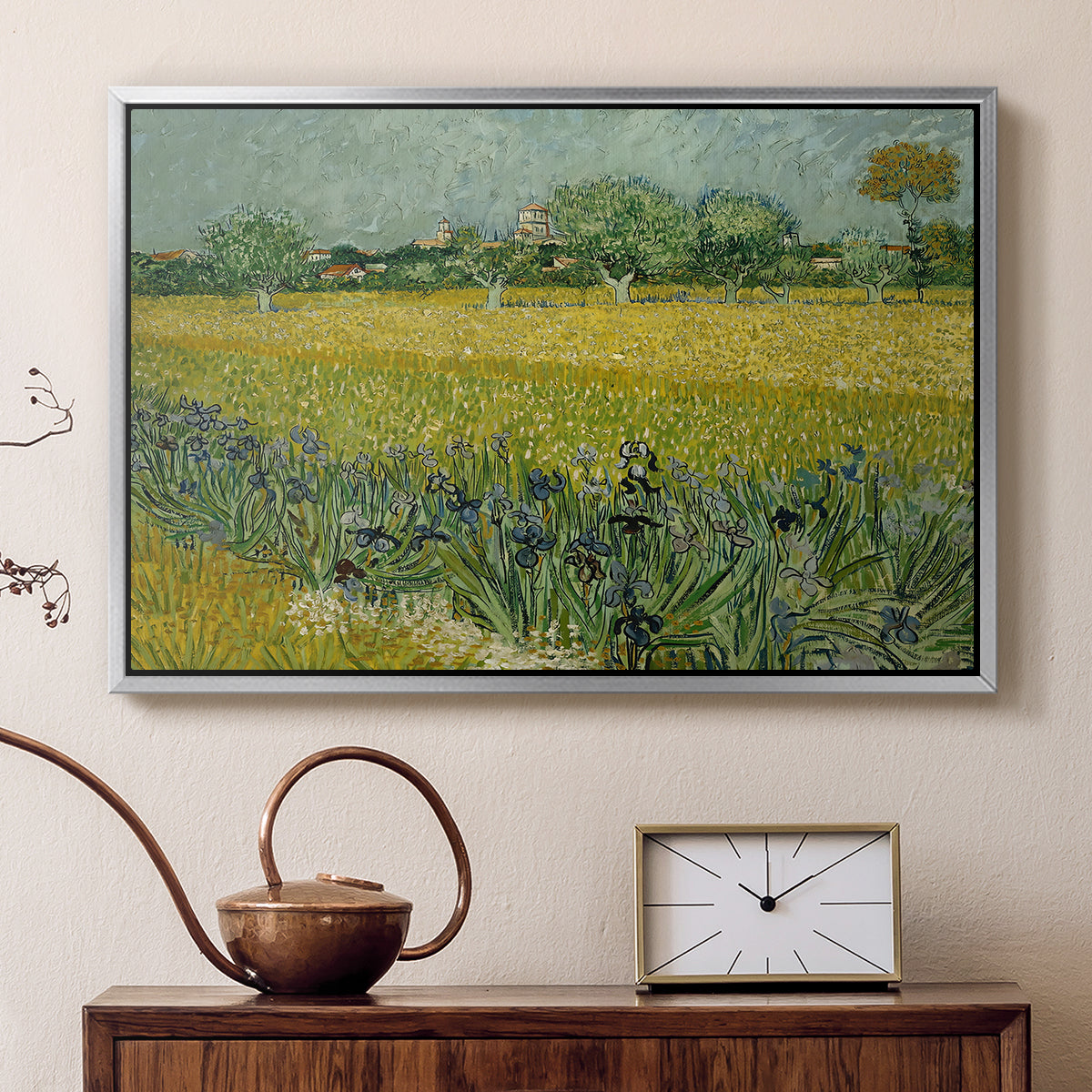 Field with Irises near Arles, 1888 - Floater Framed Canvas Print