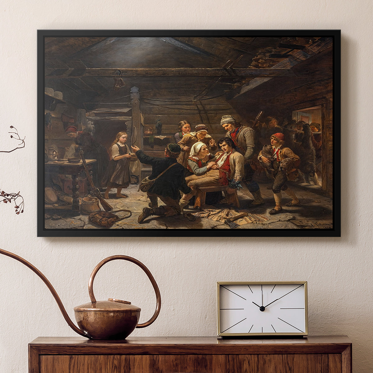 The Return of the Bear Hunter, 1856 - Floater Framed Canvas Print