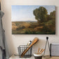 Canvas art print detailing a landscape view emphasizing calm environment, displayed in a softly lit workspace setting