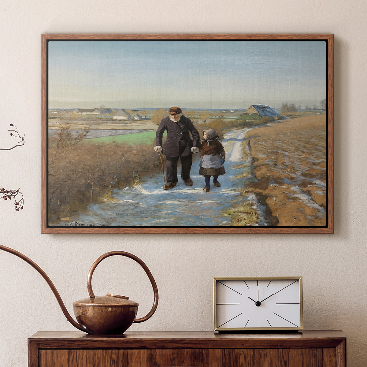The Old Man and the Child, 1888 - Floater Framed Canvas Print