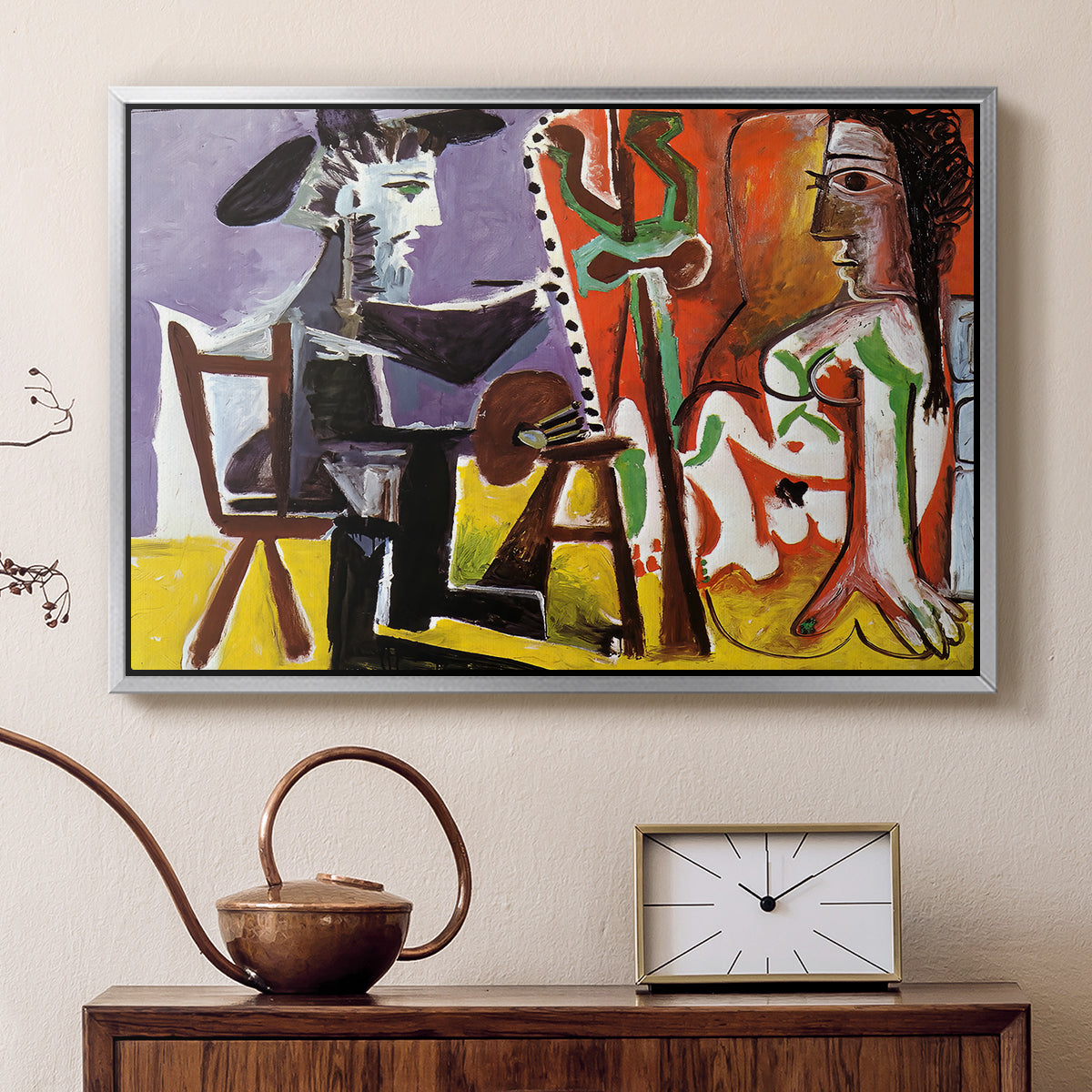 The Painter and His Model, 1963 - Floater Framed Canvas Print
