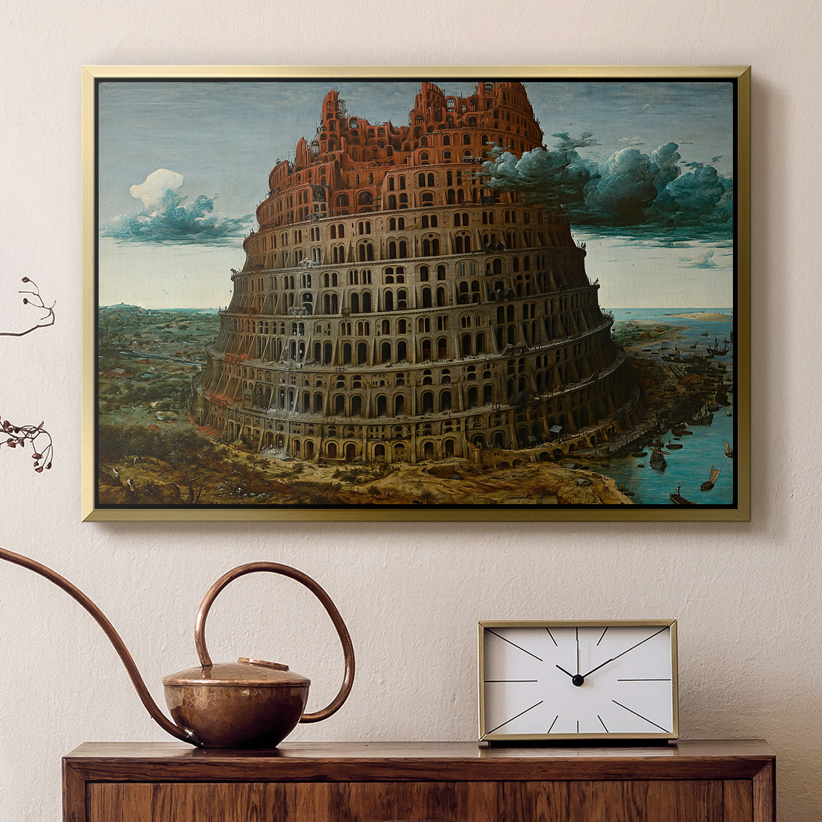 The Tower of Babel, c. 1568 - Floater Framed Canvas Print