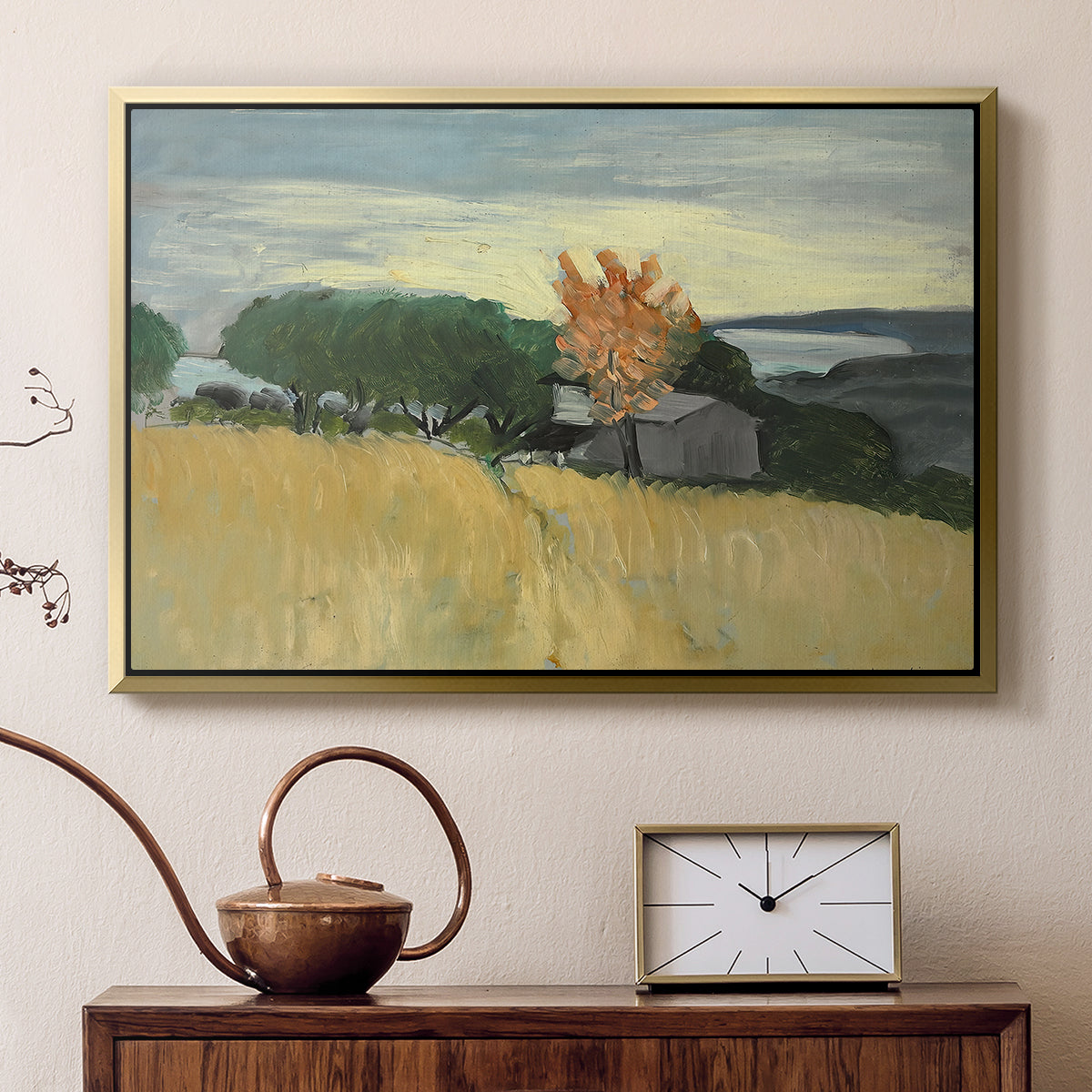Fields of Wheat in Cagnes, 1918 - Floater Framed Canvas Print