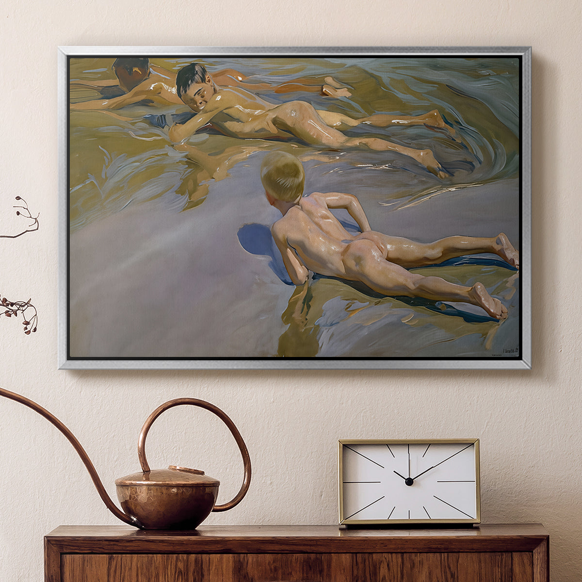 Boys on the Beach, 1910 - Floater Framed Canvas Print