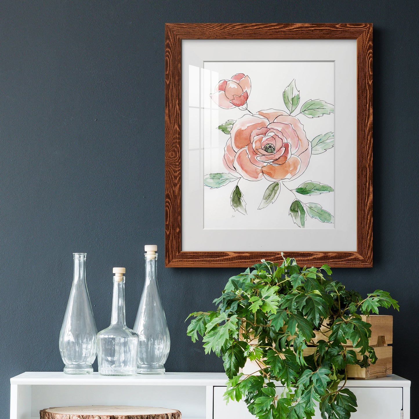 Rose Contour - Barnwood Framed Art Print