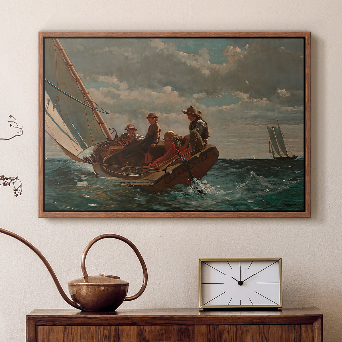 Breezing Up (A Fair Wind), 1873-1876 - Floater Framed Canvas Print